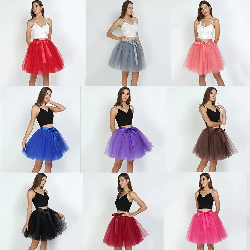 

16 Colors Rockabilly Black White Red Wedding Petticoat Crinoline Short Tulle Skirt Underskirt Tutu Jupon Mariage Petticoat Woman