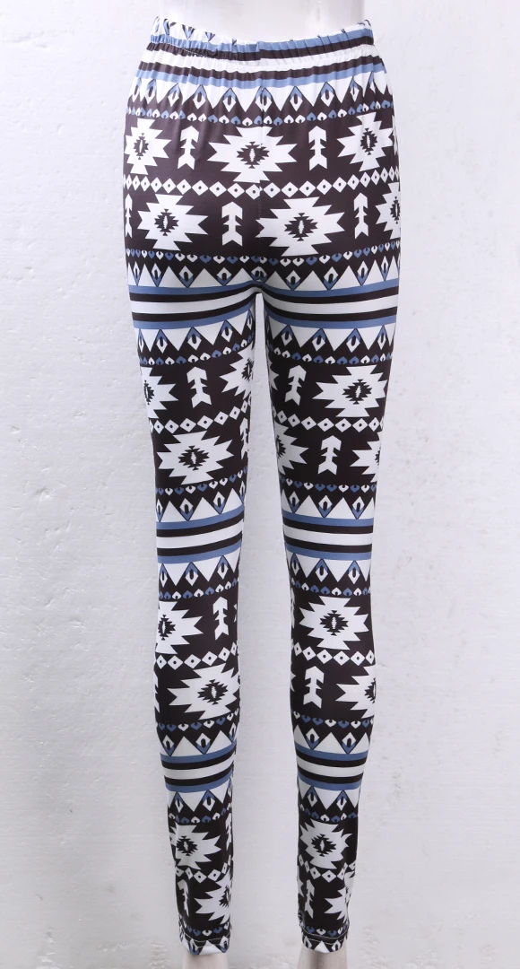 

Women Leggings Fashionable Patterns Long Pleated Elastic Band High Waist Pants Warm Snowflake Geometry Wild Fashion Bottoms