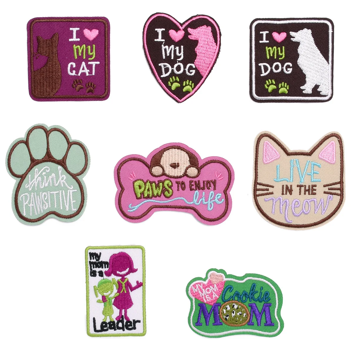 

Pet Embroidery Cloth Stickers Family Cat And Dog Embroidery Logo Mommy Parent-child Patch Diy Dog Walking Strap