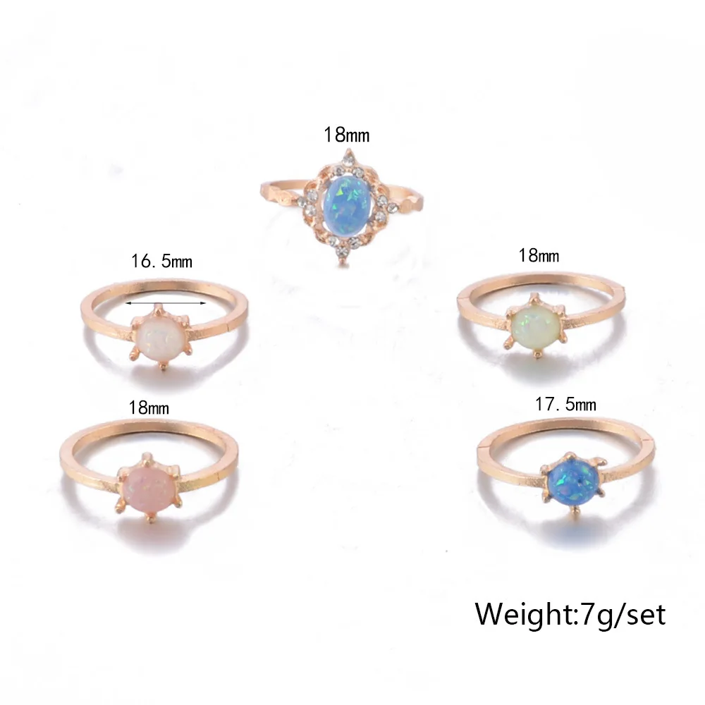 8 сезонов новая мода цветные опаловые стразы кольца набор для женщин богемные
