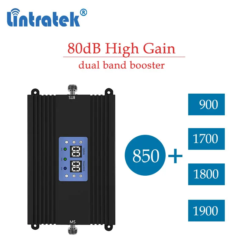 Усилитель сигнала Lintratek двойной усилитель 80 дБ 850 1900 МГц 2g 4g LTE 1700 UMTS 3G | Мобильные