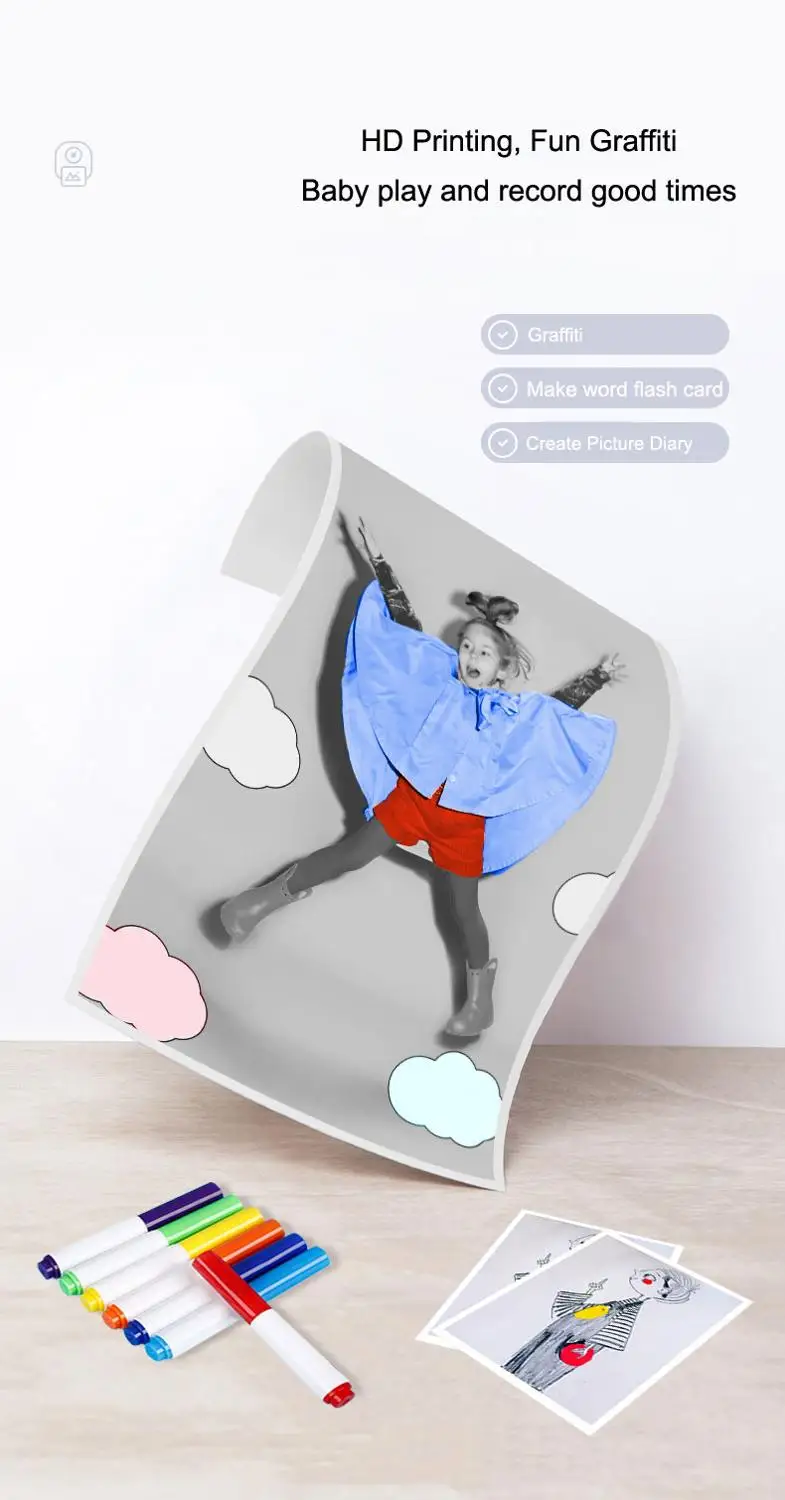 

Instant Print Camera For Boys Girls Educational Toys 1080P Digital Dual Lens Cartoon Mini Camera Children Kid Gift