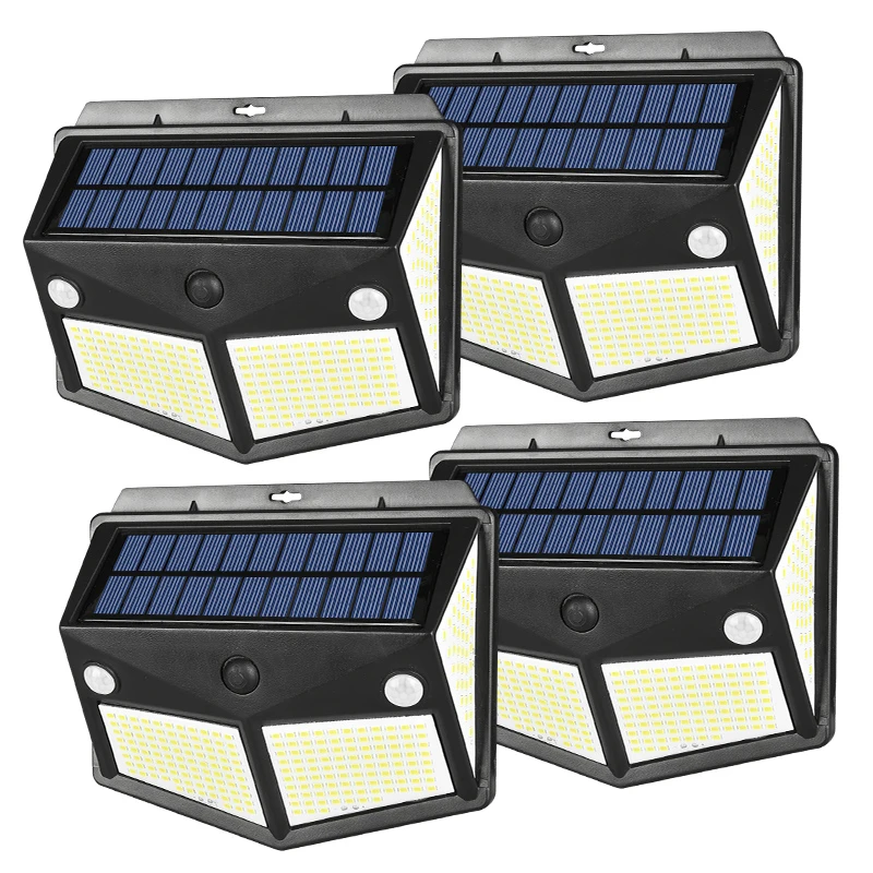 

4 шт. 280 SMD светодиодный солнечный светильник с датчиком движения, уличный Водонепроницаемый светодиодный садовый солнечный светильник, Точ...