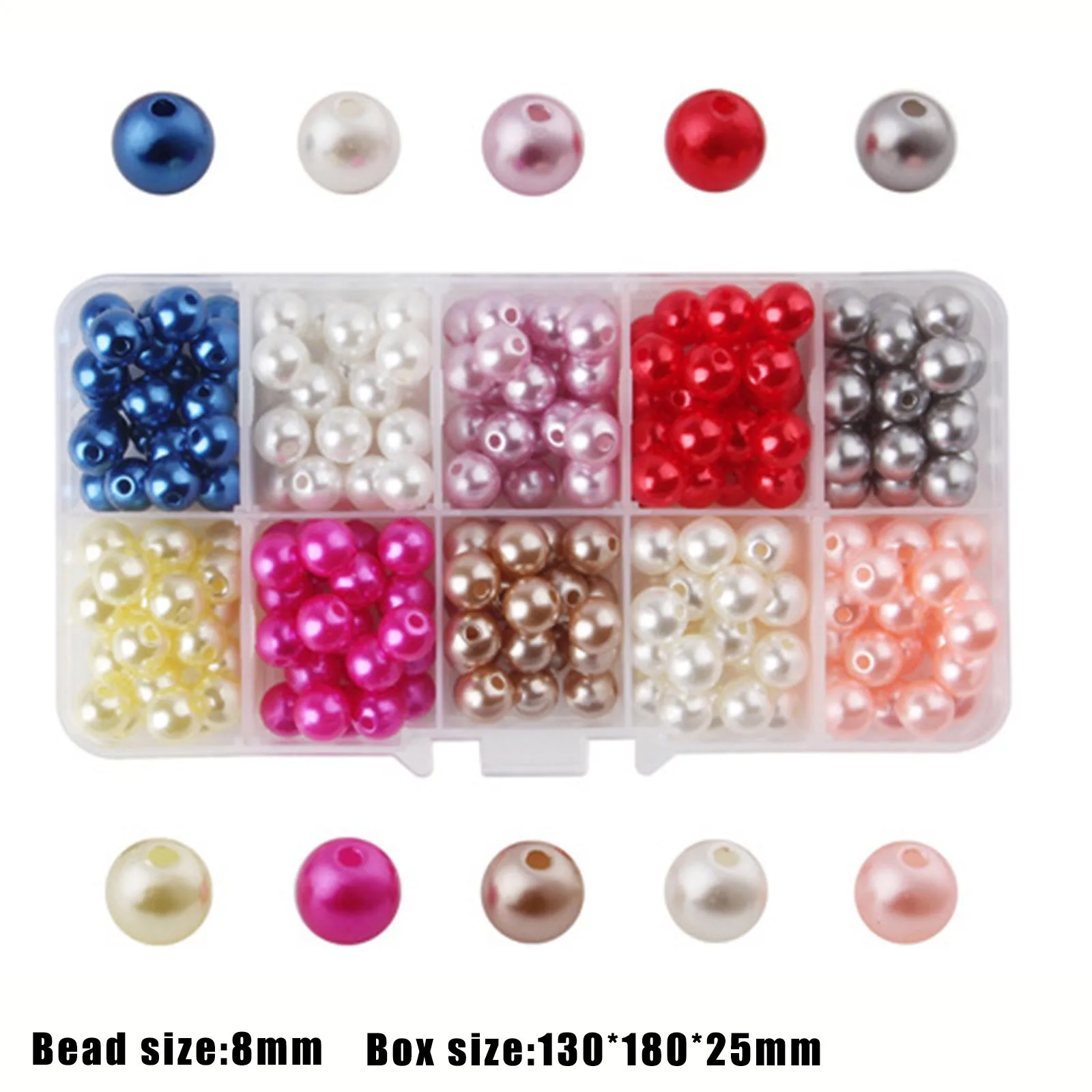 

4/6/8/10mm pearl beads ABS loose round beads craft fashion jewelry making white beige DIY imitation clothing beads