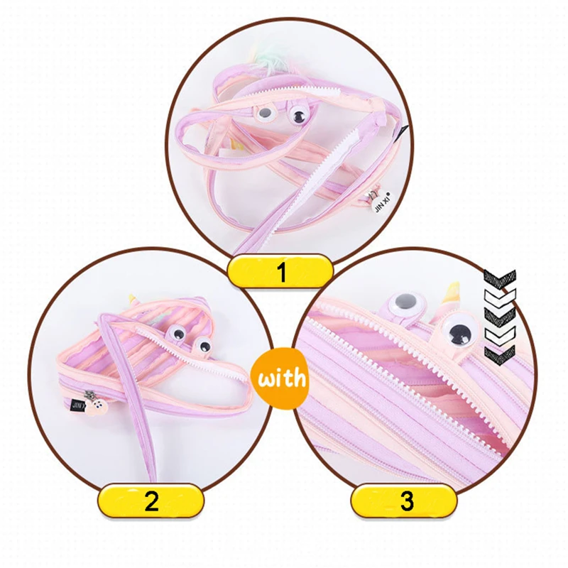 Kawaii молния монстра пенал Забавный единорог коробка для карандашей сумка детей