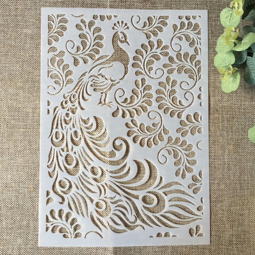 

29*21cm Peacock Leaves DIY Layering Stencils Wall Painting Scrapbook Coloring Embossing Album Decorative Paper Card Template