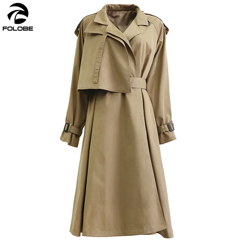 

FOLOBE 2020 Autumn New Women's Casual trench coat oversize Vintage Washed Outwear Loose Long Clothing