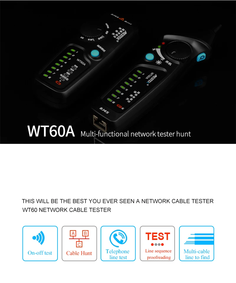 MESTEK WT60A телефонный провод трекер RJ11 RJ45 Cat5 Cat6 Tracer тонер Ethernet LAN Сетевой кабель тестер детектор линия Finder