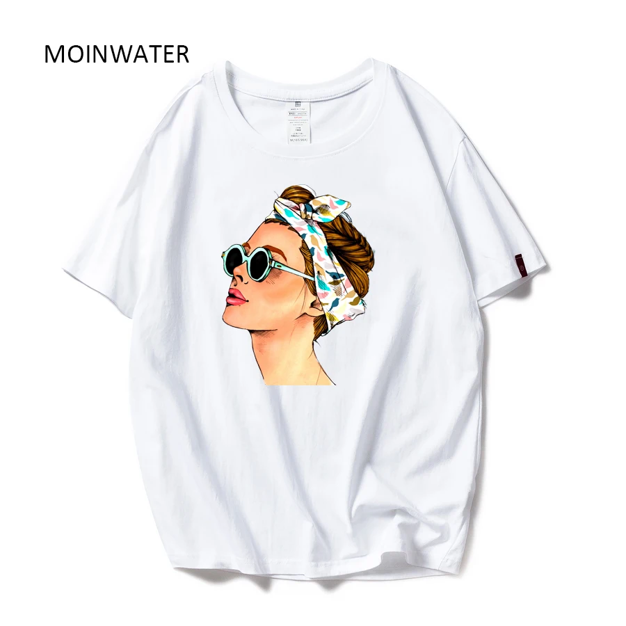MOINWATER Новые повседневные футболки Harajuku модные белые из 100% хлопка с принтом