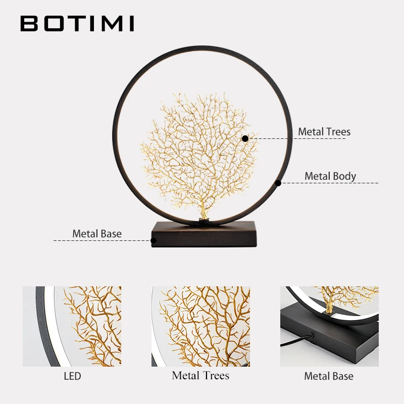 Скандинавское дерево в форме арт деко круглая Настольная лампа для гостиной