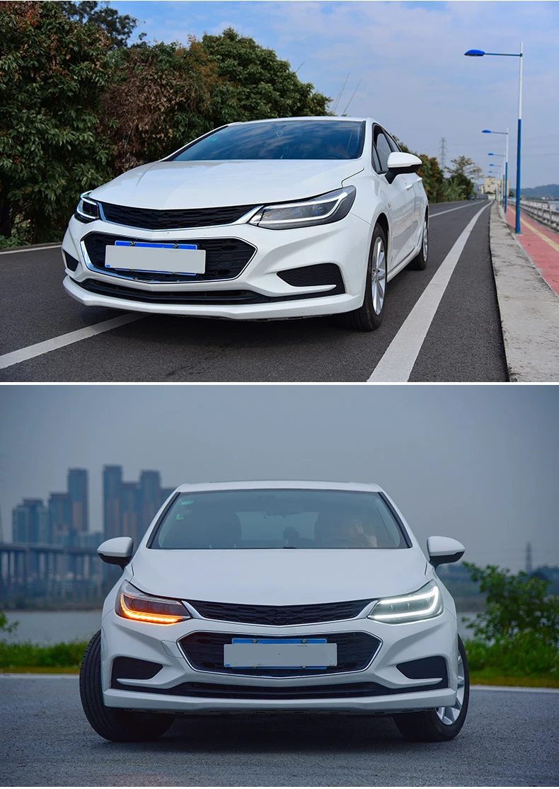 Светодиодный головной фонарь с ангельскими глазами для Chevrolet Cruze светодиодный головной светильник s передний светильник с желтым поворотным сигналом и биксеноновым проектором