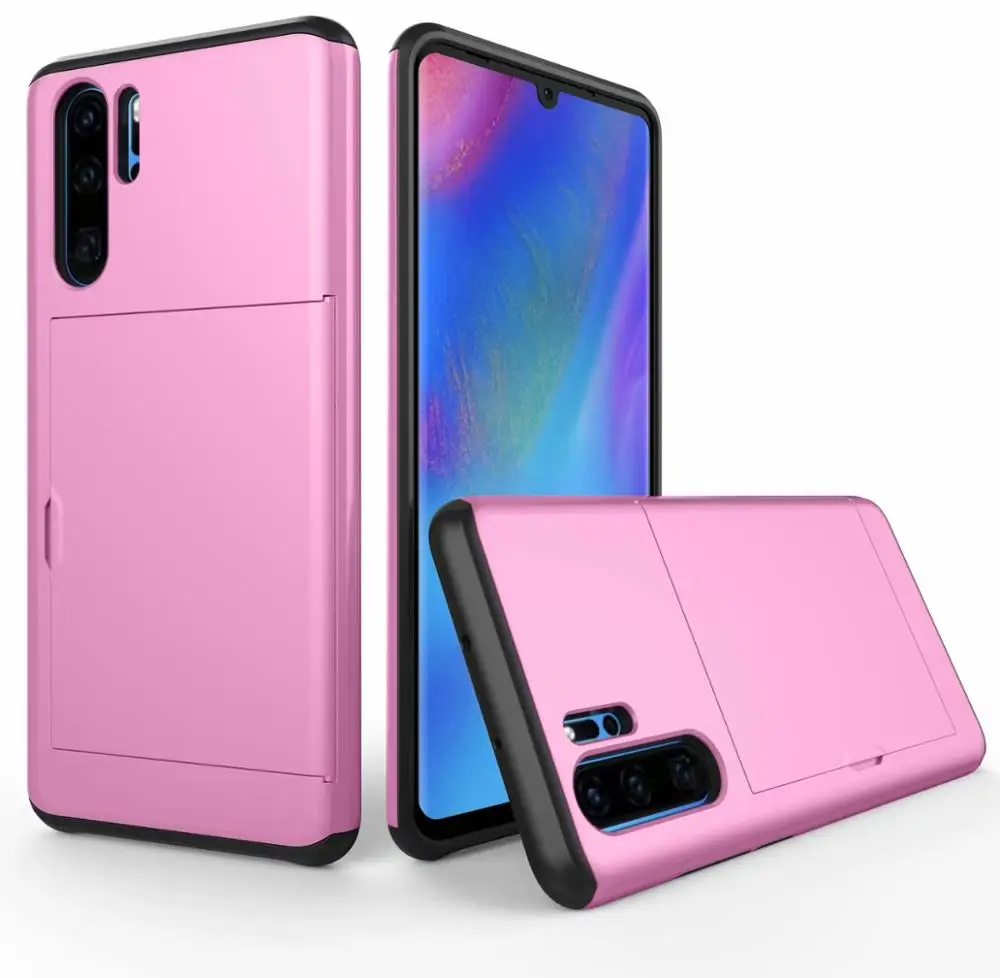 pink Для huawei P30 pro тонкий гибридный армированный противоударный резиновый чехол-бампер для телефона Бумажник слот для карт держатель задняя крышка для huawei P30 Coque - Цвет: pink