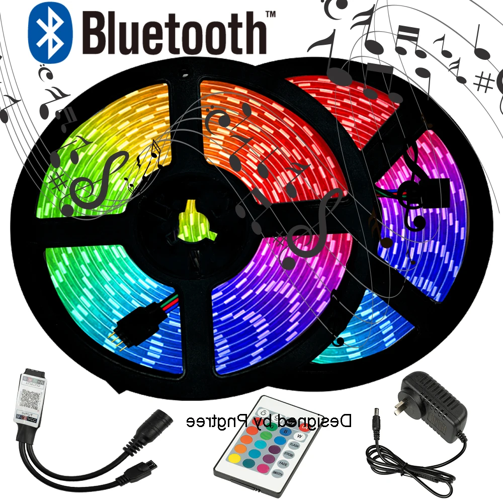 

LED Strip Light Bluetooth Flexible Ribbon RGB 5050 12V DC TV 5M 7.5M 10M 15M 20M BackLight Diode Lighting No Waterproof Luminous