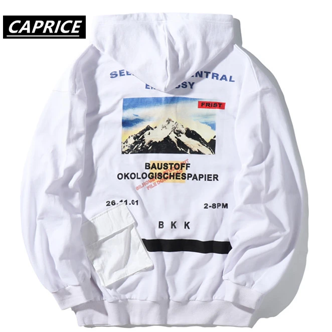 Пуловер с принтом Снежной Горы и задним карманом уличная одежда 2019 Мужская