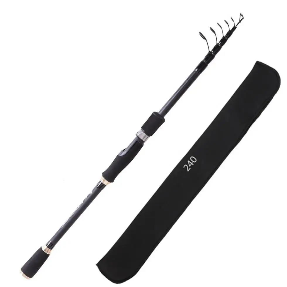 

2.4m Carbon Lure Fishing Rod Spinning Casting Rod 7 Section Telescopic Ultra Light Travel Carbon Fiber Fishing Pole Lure Tackle