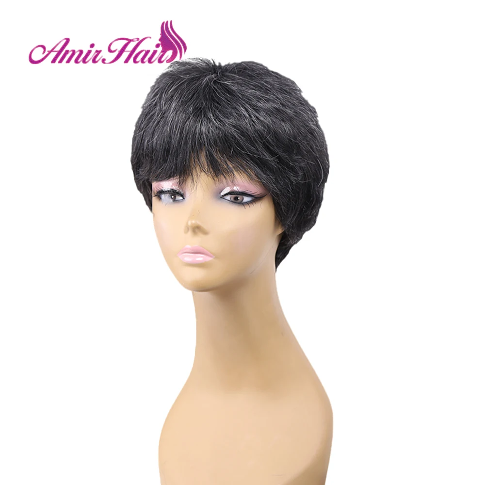 Amir short straight synthetic wigs For African American Women High Temperature Fiber Ombre Burgundy Blonde Grey Cosplay Hair - Цвет: 280