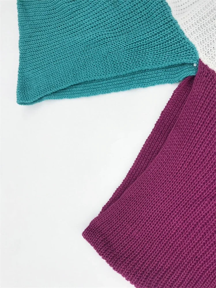 

Casual Christmas Sweater Pullour Autumn Winter Pull Femme Long Sleeve Deep V-Neck Patchwork ZA 2021 Women Knitted Vrouw Truien