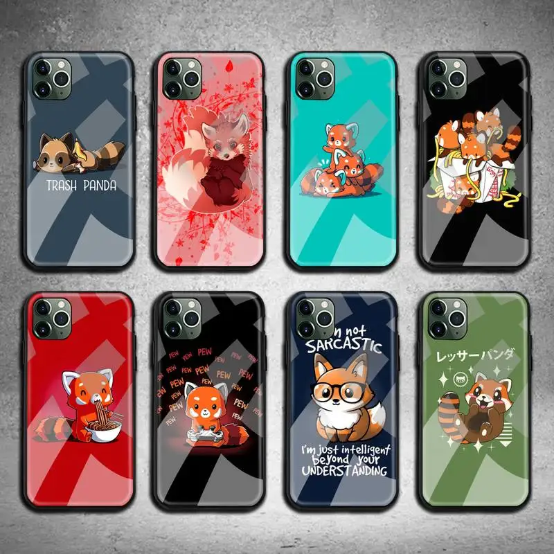 

Cute Cartoon Animal Red Panda Phone Case Tempered Glass For iPhone 11 Pro XR XS MAX 8 X 7 6S 6 Plus SE 2020 case