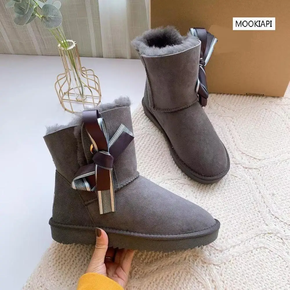 

2019 австралийские женские сапоги высшего качества, настоящая овчина, 100% Натуральная шерсть, самая модная зимняя обувь со шнуровкой