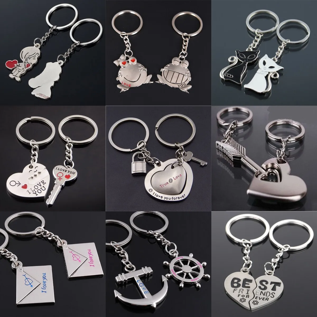 New Trendy Hot Sale one Pair Key Chain Alloy Arrow Bow Love Keyrings Chains Lovers Ring Couples keychain for Gift | Украшения и
