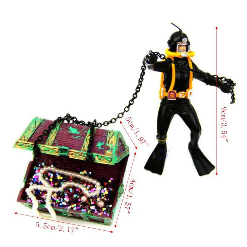 Aquarium Decoration Treasure Hunter Diver Landscaping Toy Fish Tank Ornament Landscape Accessories | Дом и сад