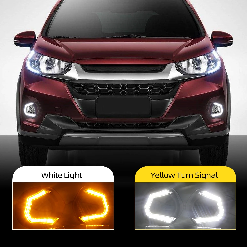 Автомобильные мигающие огни 1 пара ДХО для Honda WRV 2017 2018 дневные ходовые с желтым