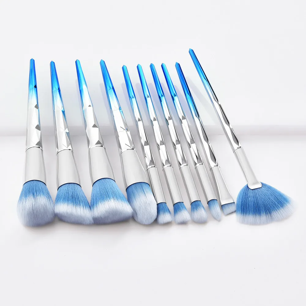10 шт./компл. синие Косметические кисти для макияжа тональная пудра кисть теней на