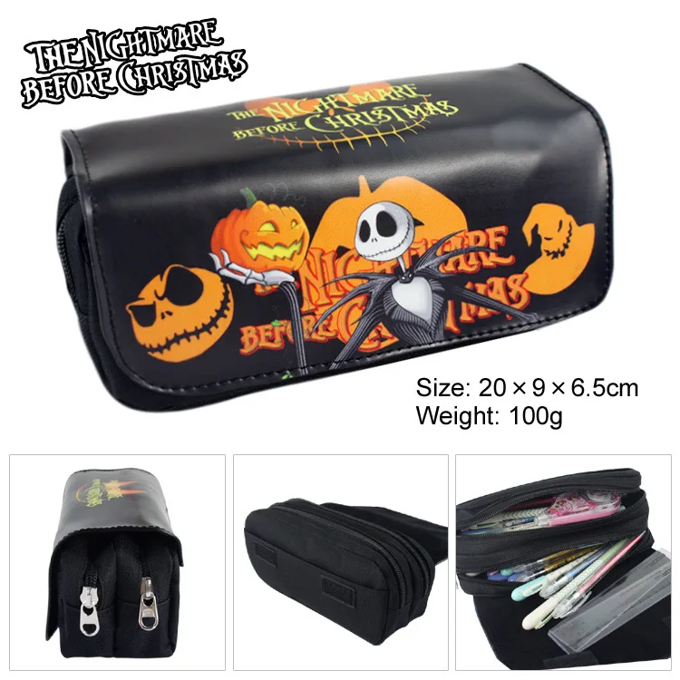 02 Кошмар перед Рождеством, брезентовый чехол-карандаш Jack Skellington, студенческий пенал, женская косметичка, косметички, канцелярская сумка - Color: 02