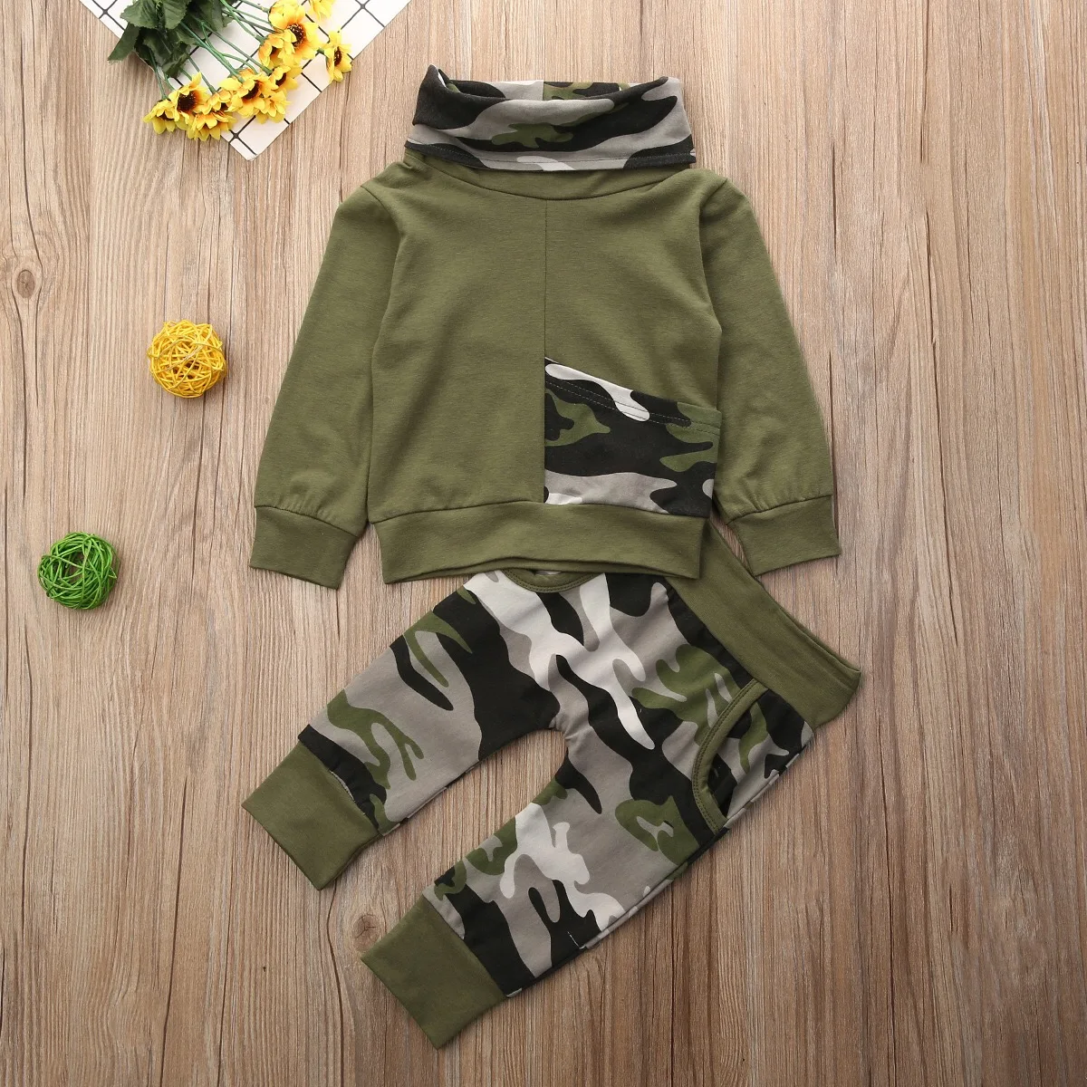 0-24M Autumn Spring Newborn Kids Camouflage set Baby Boys Long Sleeve Clothes T-shirt Tops + Pants Outfit Set |