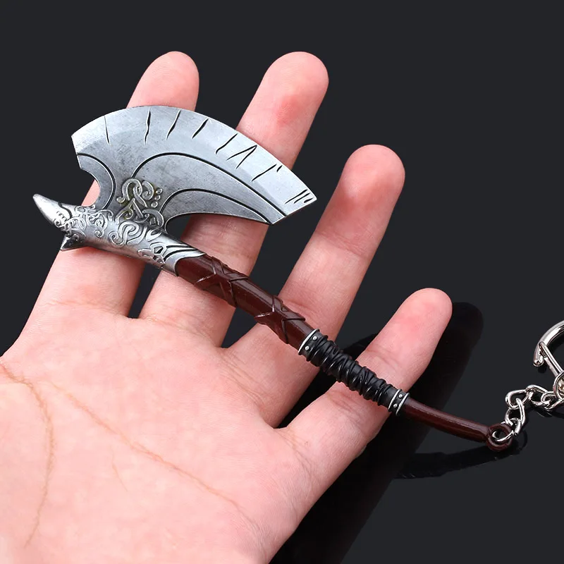 

God Of War Kratos Axe Keychain Metal Weapon Model Pendant Keyring Car Motorcycle Cosplay Jewelry Accessories Gift