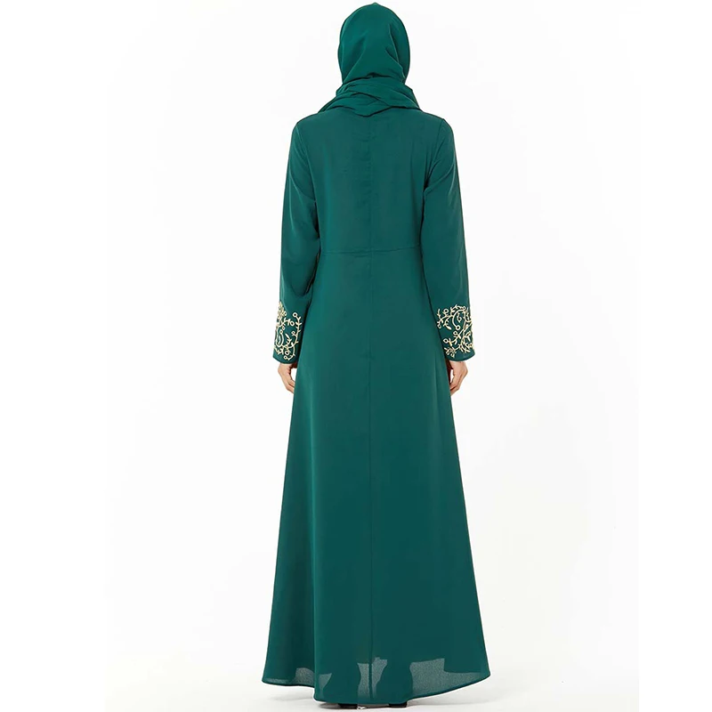 Зеленое нарядное платье в арабском стиле abaya Дубай турецкие платья Хиджаб мусульманское платье исламское одежда Абая для женщин Аравийский Восточный халат из марокена Халат