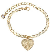 fashion gold a z letter heart initials zircon bracelets thanksgiving jewelry