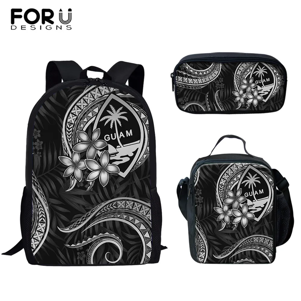 

FORUDESIGNS Guam Tribe School Bags for Women Men Polynesian Design Backapck for Teen Girls And Boys 3Set Book Bag Mochila Female
