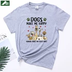 FLC 100% ХЛОПОК футболка женская 2020 2021 собака собаки делают меня счастливым, люди вызывают у меня головную боль рубашка с коротким рукавом kawaii для девочек женская одежда harajuku футболки оверсайс kpop топы xxxl