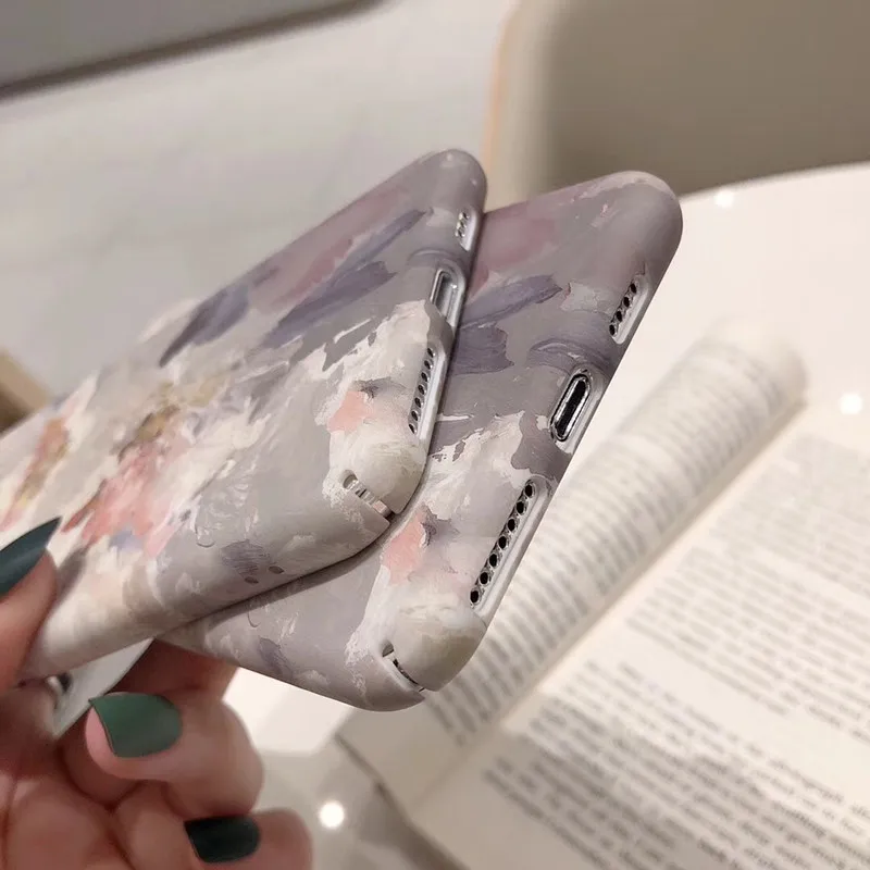 retro simple oil painting cover colors art phone case for iphone 11 pro xs max case for coque iphone 7 7plus 6s 8 plus x xr case free global shipping