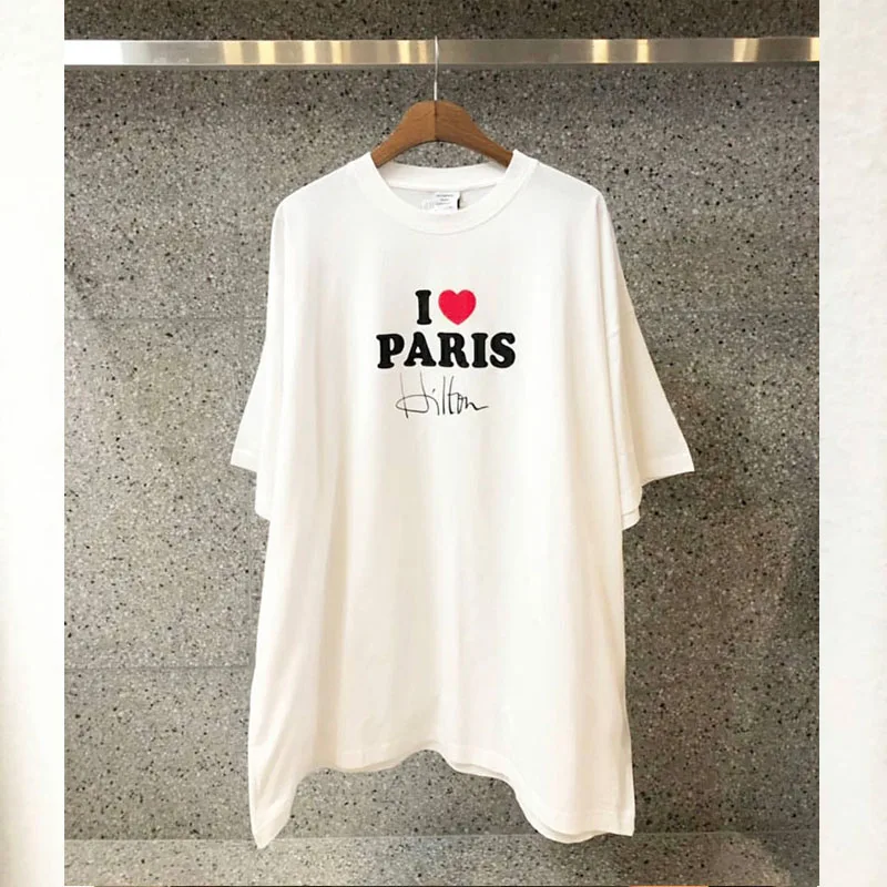 Футболки в стиле хип хоп с надписью I Love Paris футболки 1:1 вышивкой лучшее качество