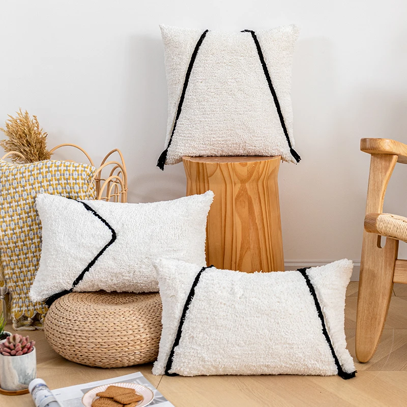 

Tufted Cushion cover 45x45cm/30x50cm Cream White Pillow Cover for Living room Bed Room Sofa Bed Chair Couch Home Decor