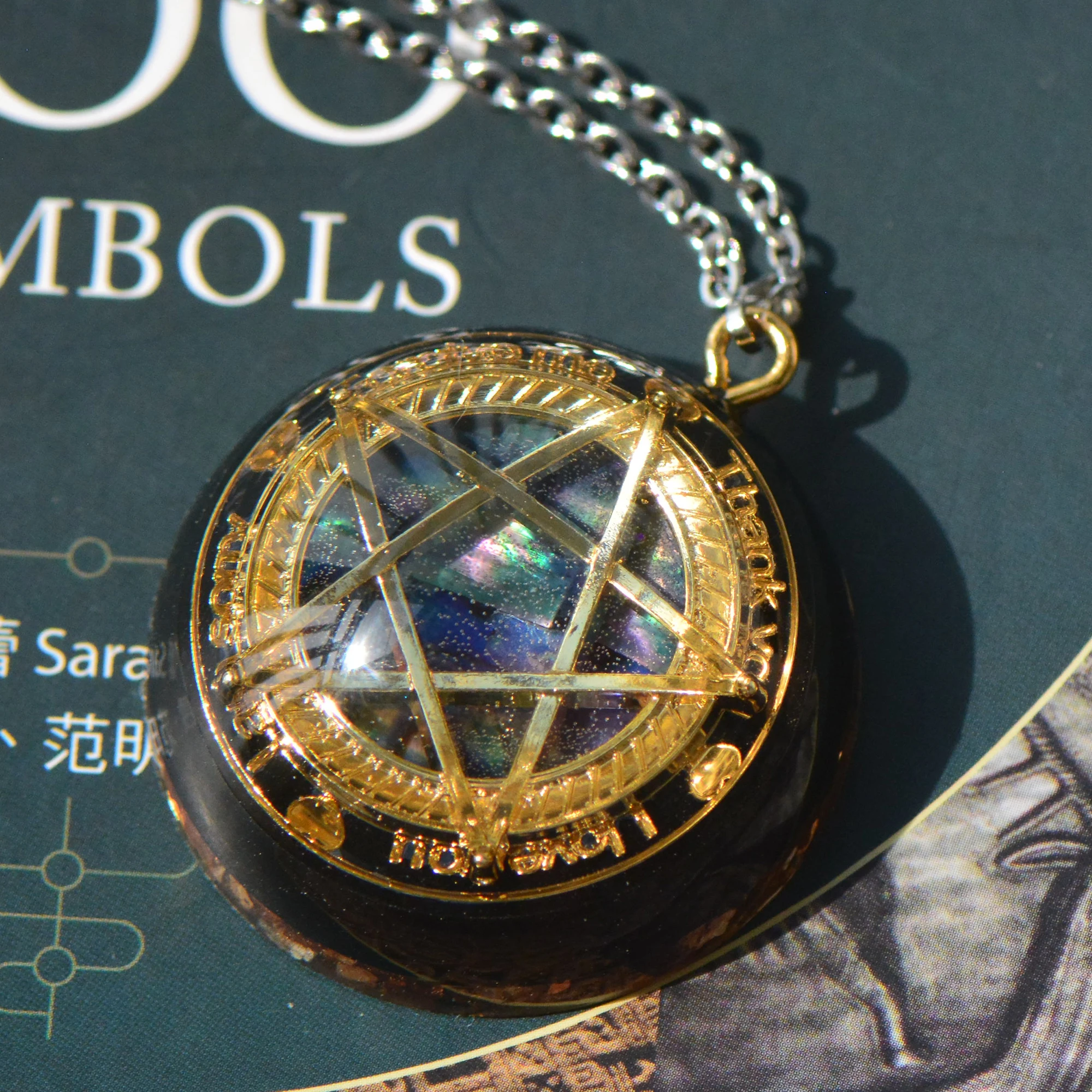 

Orgonite Pendant Necklace Seven chakra Tiger Eye Orgone Necklace Sacred Geometry Energy Healing Crystal Yoga Jewelry