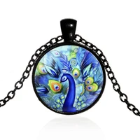 new proud as a peacock art photo cabochon glass pendant necklace jewelry accessories for womens mens fashion friendship gifts