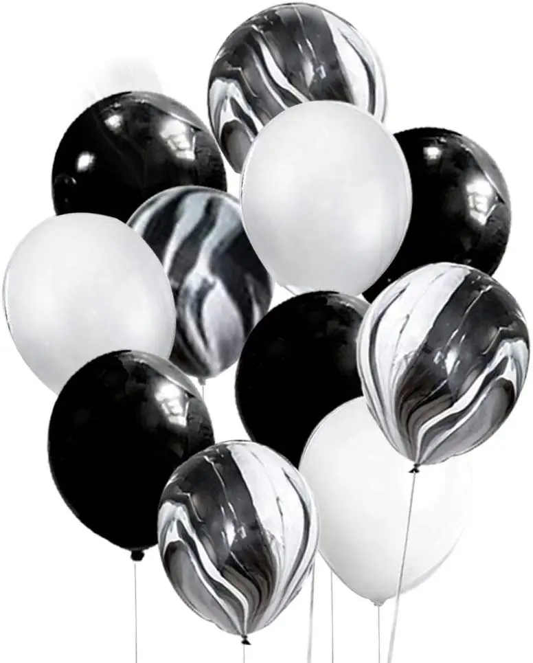30 шт. 12 дюймов Черный и белый латексные шары из двух вещей черно Агатовые