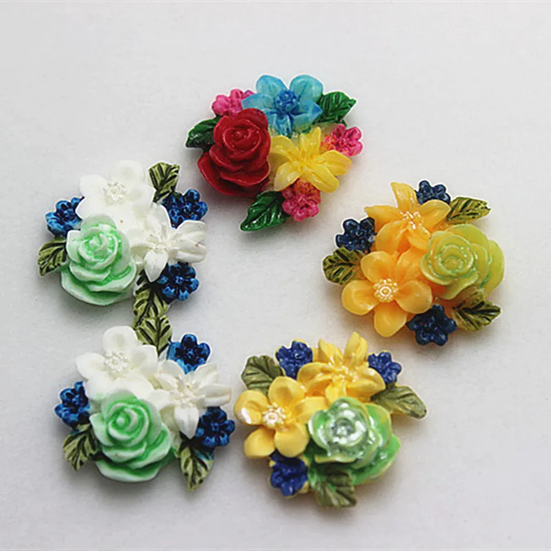 

Mix Colors 10pcs 24*25mm Cute Exquite Resin Flower Flatback Cabochon DIY Craft Art Scrapbooking