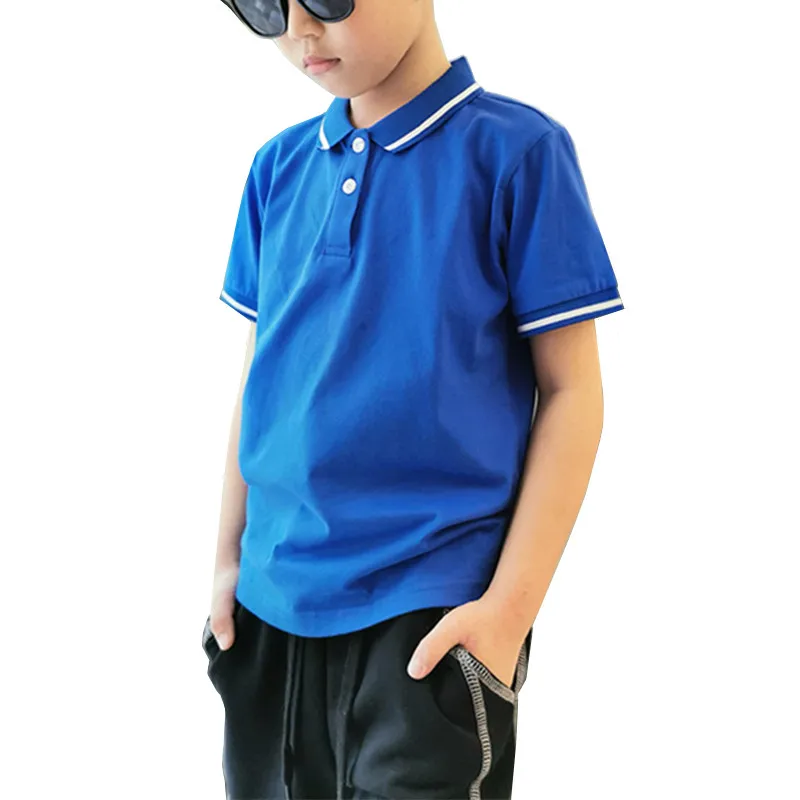 

Boys' Short Sleeve Pique Polo Shirt Korean Fashion Lapel Desing Kids Tops For Children 6 8 10 12 14 Years Wear LC379