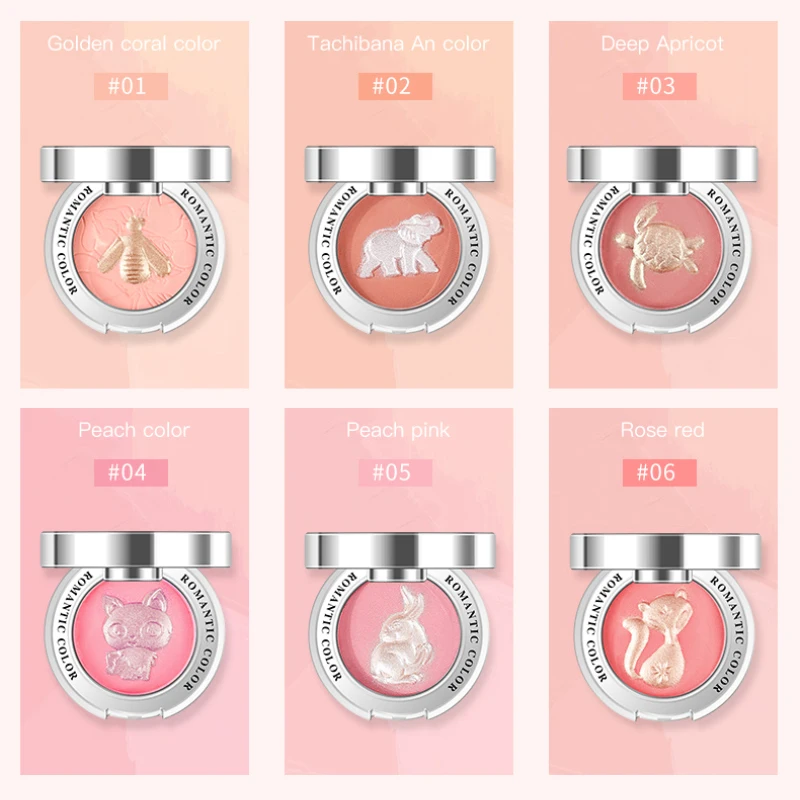 Animal Embossed Face Blush palette Korean Makeup Waterproof Orange Peach Blsher Cream Contour Palette Red Cheek Tint TSLM1 | Красота и