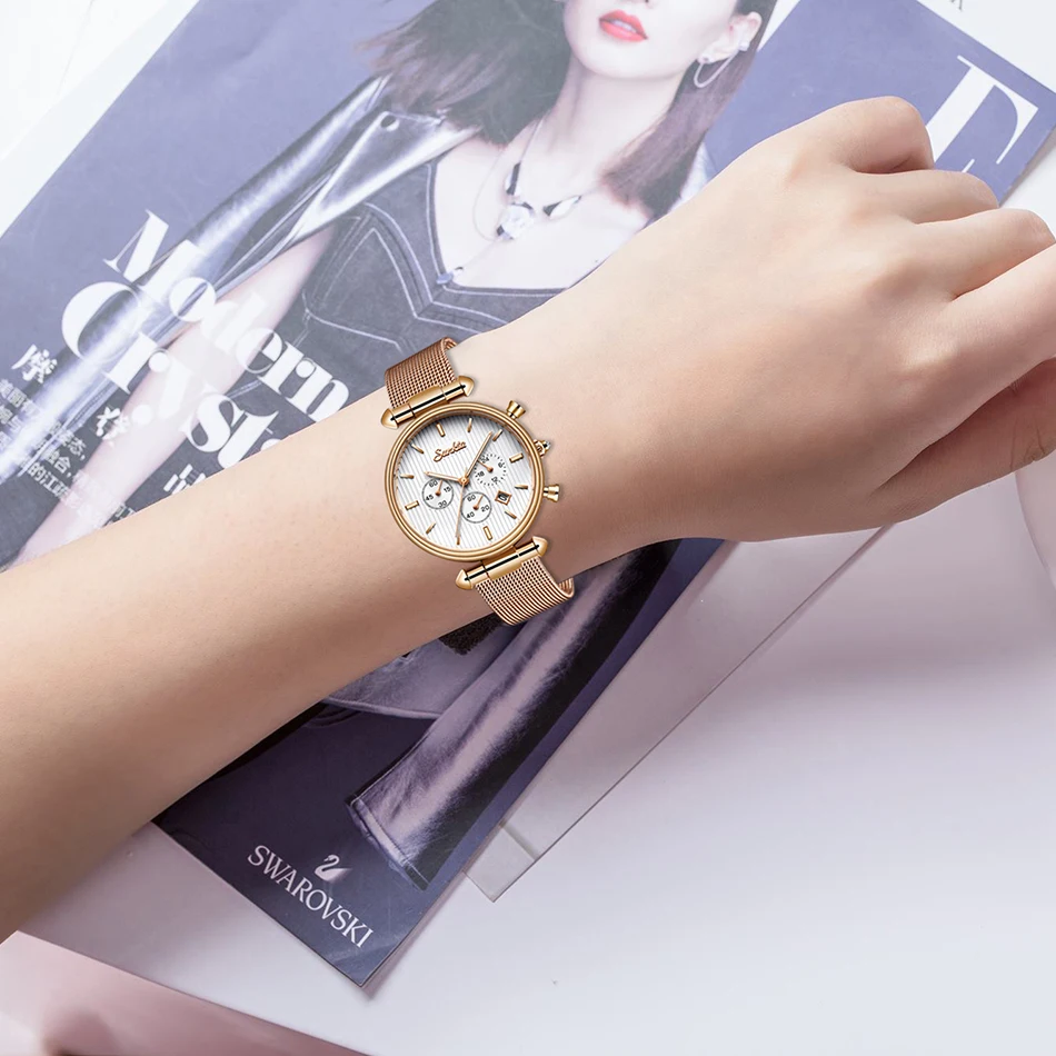 2021 NEW SUNKTA Hot Luxury Watch Women Waterproof Rose Gold Steel Strap Ladies Wrist Watches Brand Date Clock Relogio Feminino | Наручные