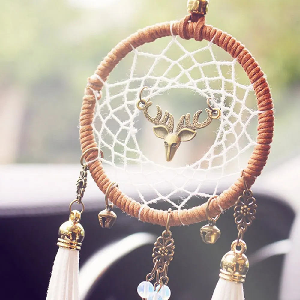 

Счастливый Автомобильный интерьер украшения Ловец снов перо колокольчиков автомобилей висящий декоративный орнамент Декор для дома подар...