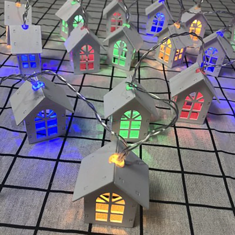 2 м светодиодная гирлянда деревянный дом струны 10 светодиодов Декор для комнаты