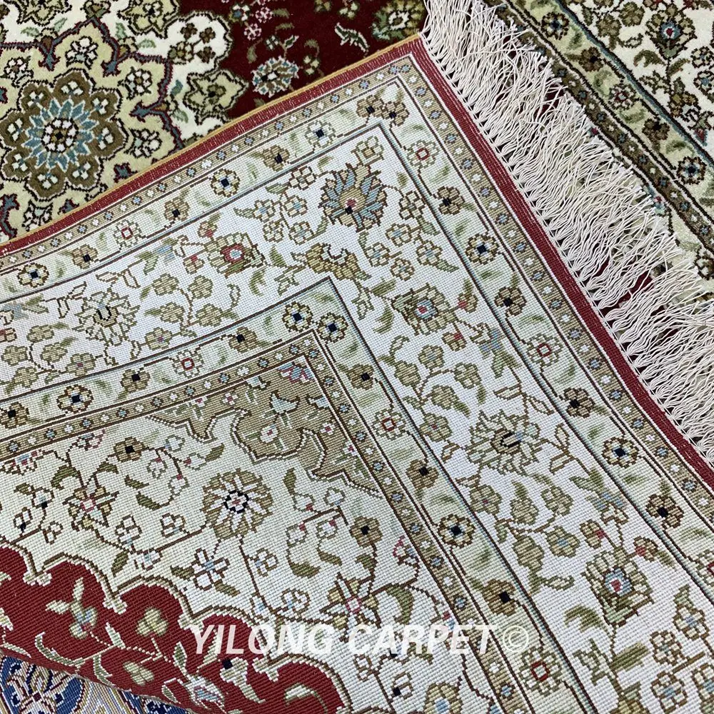 Yilong 3 'x 5' красный Восточный коврик ручной работы из индейки Шелковый