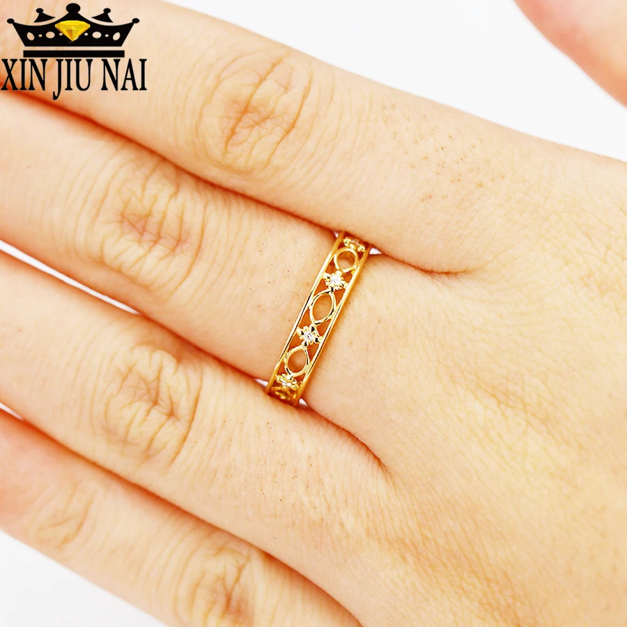 

Women's fashion retro 18k gold hollow pattern shape enchased zircon ring for women.Suitable for party Golden lace inlay weddings