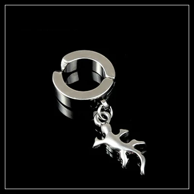 K6 silver Корейская унисекс черная титановая сталь Панк Крест Кафф Ушная клипса серьги для мужчин/wo мужчин ухо гвоздь серьги без пирсинга - Окраска металла: K6 silver