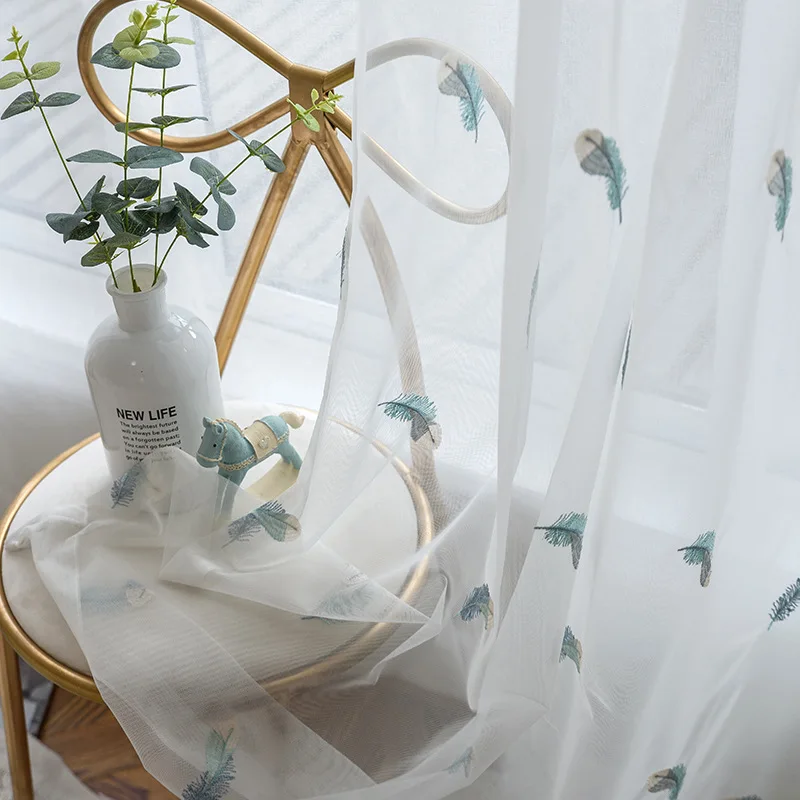 Тюль с цветочной вышивкой прозрачные шторы для гостиной вуаль оконные спальни